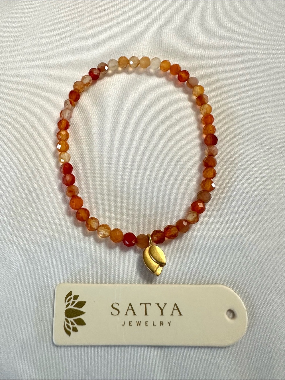 Satya Jewelry Carnelian Lotus Stretch Bracelet Rooted in Strength